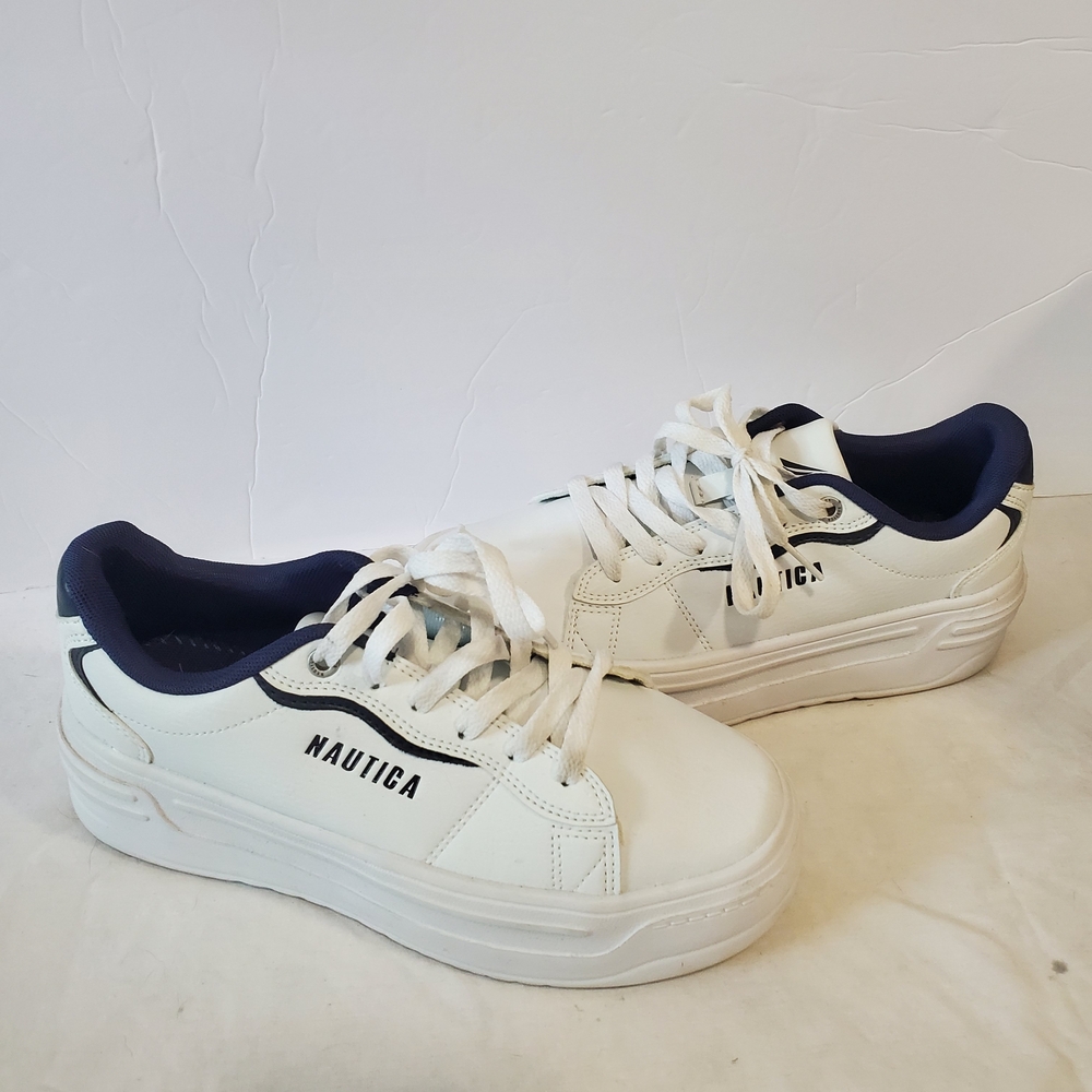 Nautica White Sneakers with Navy Interior
